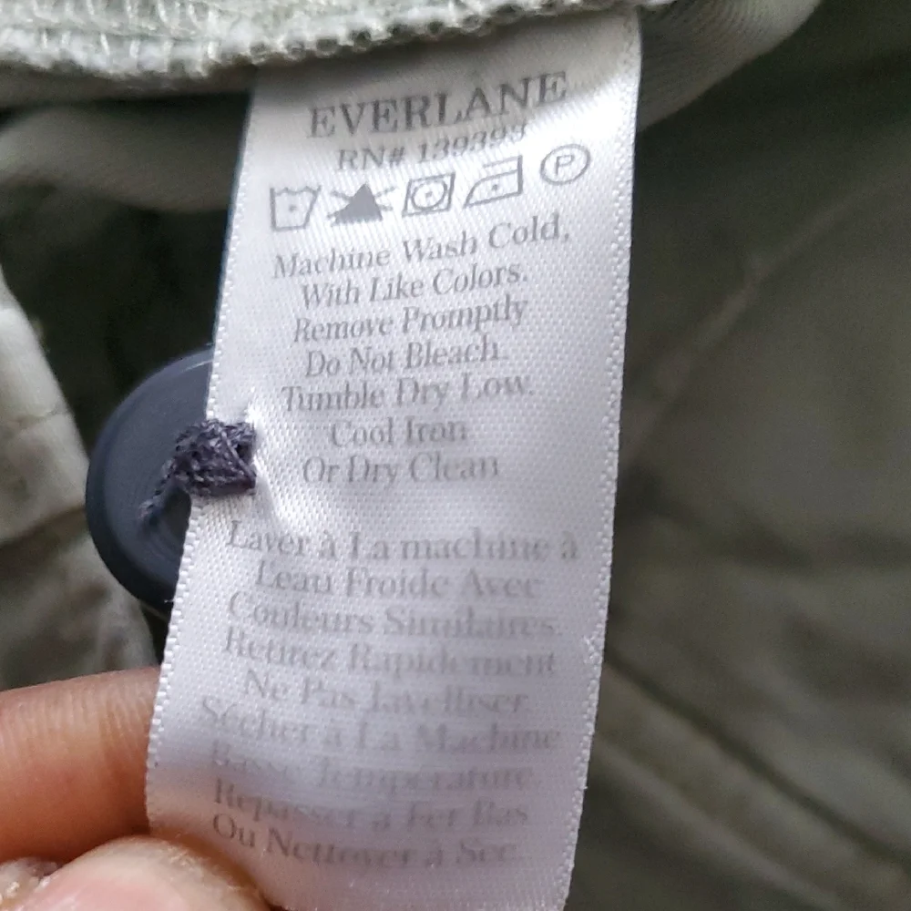 Everlane Green Cropped Organic And Linen Blend Pants with Relaxed Fit Sz 33 - Picture 10 of 12